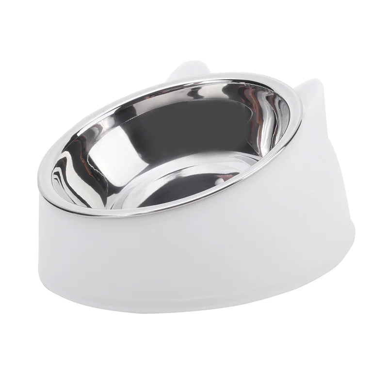 Tilted Stainless Cat Bowls with Non-slip Base