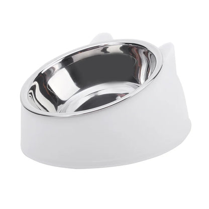 Tilted Stainless Cat Bowls with Non-slip Base