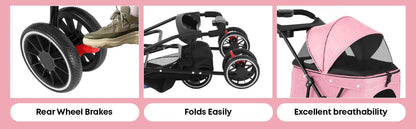 Pet Stroller For Small Puppy Dogs & Cats Travel Portable, Foldable