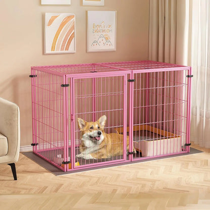 Large Dog Crate – 59 Inch Metal Kennel for Medium and Small Dogs, Safe Indoor & Outdoor