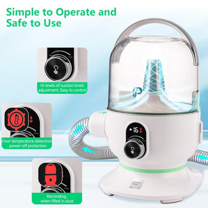 Pet Grooming Kit with 2L Vacuum Suction 99% Pet Hair, Professional Quiet Dog Grooming Vacuum Kit with 5 Grooming Tools