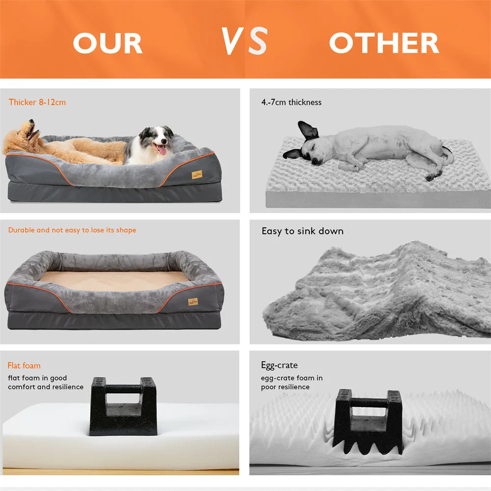 Jumbo Large Orthopedic Dog Bed Memory Foam, Bolster Couch Removable Cover
