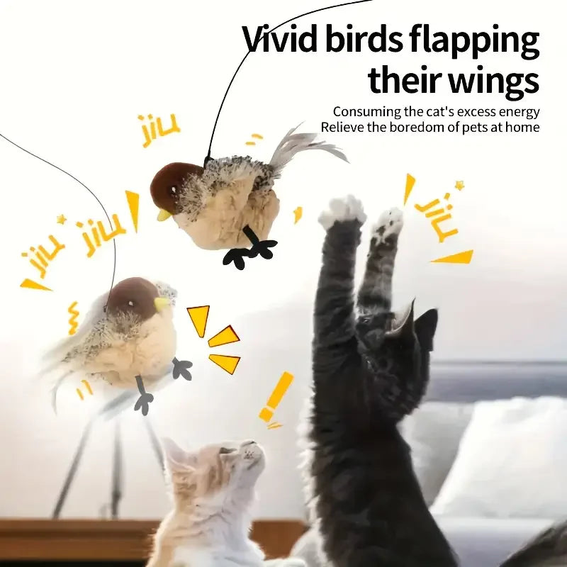 Interactive Touch-Activated Flapping Bird, Plush Sparrow with Realistic Chirping Sound