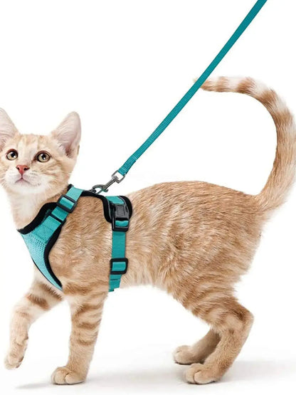 Escape Proof Cat Harness and Leash Set, Soft Adjustable Vest for Walking
