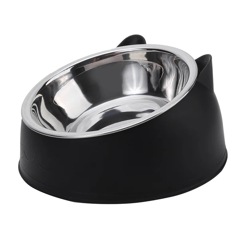 Tilted Stainless Cat Bowls with Non-slip Base