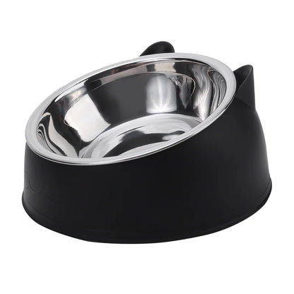 Tilted Stainless Cat Bowls with Non-slip Base