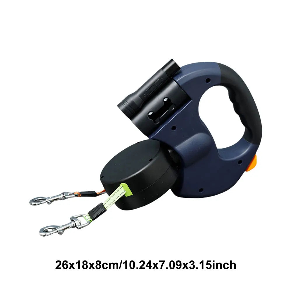 Double Headed Dog Leash Traction Rope with LED Light for Small to Sized Medium Dogs