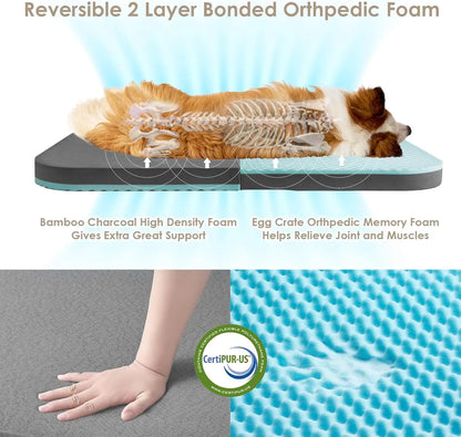 Foldable Human Dog Bed, 72x44x11 Orthopedic Memory Foam Pet Couch for Adults with Waterproof Cover & Non-Slip Bottom