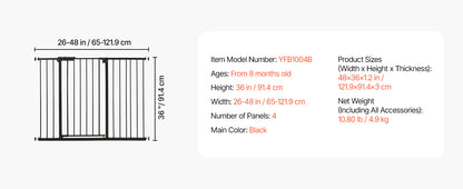 Baby Gate 28/30/36 Inches High Dog Gate