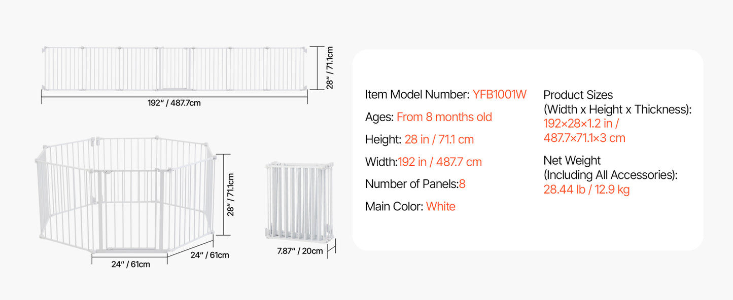 Baby Gate 28/30/36 Inches High Dog Gate