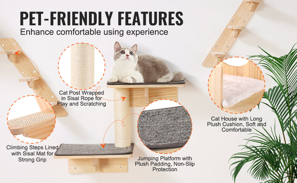 Wall Mounted Cat Shelves and Perches with Jumping Boards