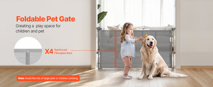 55/71/110in Retractable Baby Gate 34in Tall Extends Wide Retractable Gate for Kids Pets Mesh Material Easy to Install